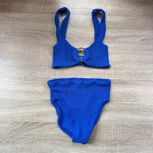 Hunza G Nadine Bikini Set Crinkle Two Set Swim in Cobalt Royale Blue OS
